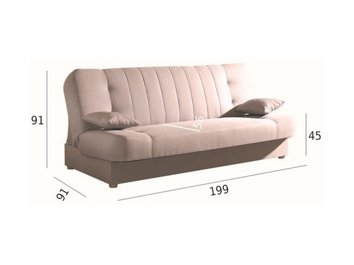 Sofa z funkcją spania POLO PASY Głębokość 91 cm Szerokość 199 cm Typ Gładkie