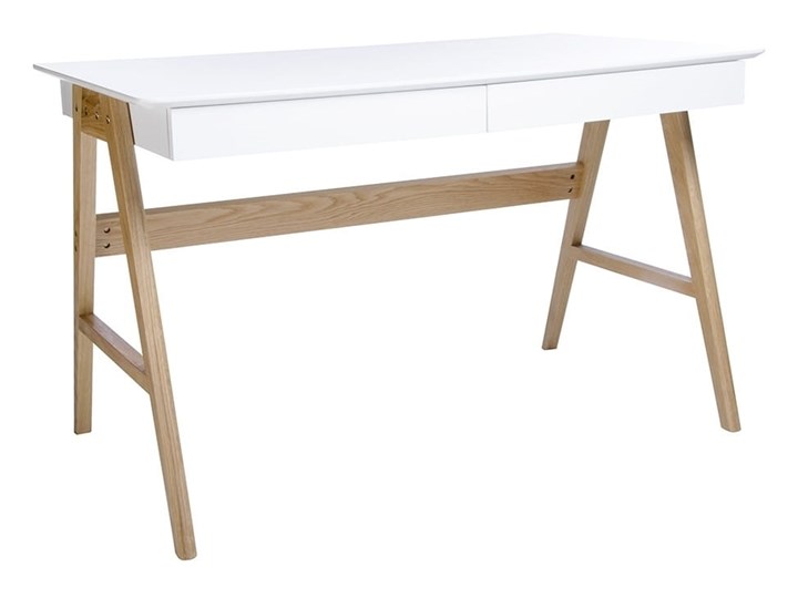 Biurko RIVA (Scandic) białe - blat MDF, podstawa dębowa Płyta MDF Głębokość 70 cm Kolor Biały