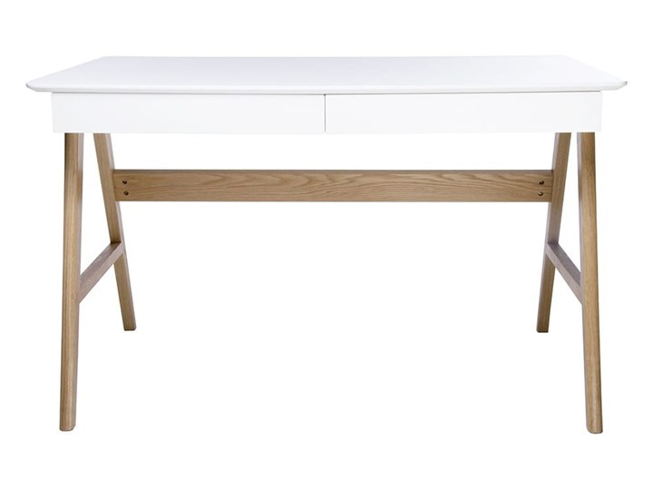 Biurko RIVA (Scandic) białe - blat MDF, podstawa dębowa Głębokość 70 cm Płyta MDF Kolor Biały