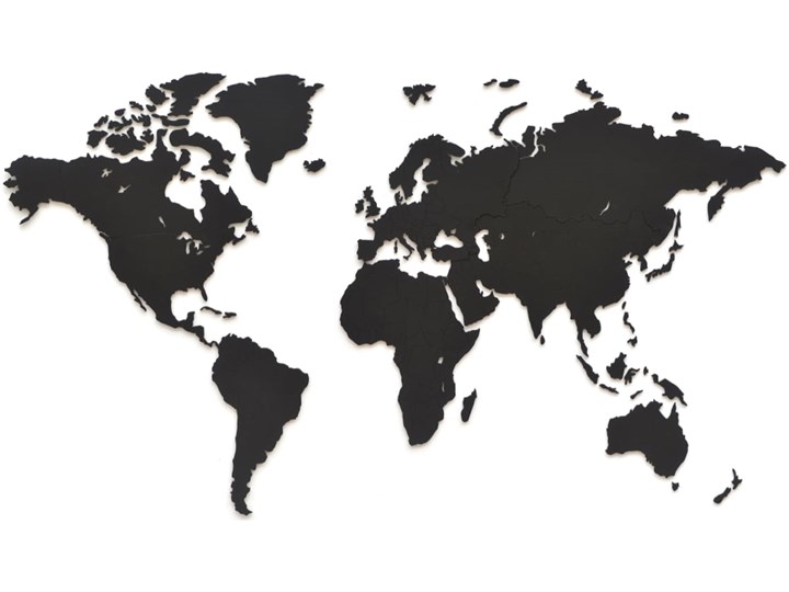 MiMi Innovations Drewniana mapa świata Luxury, czarna, 90x54 cm