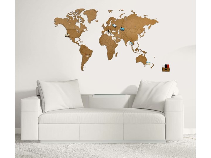 MiMi Innovations Drewniana mapa świata Luxury, brązowa, 130x78 cm Kolor Brązowy Kategoria Dekor ścienny