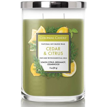 Colonial Candle Classic sojowa świeca zapachowa w szkle typu tumbler 11 oz 311 g - Cedar & Citrus