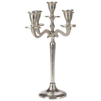 Beliani Świecznik kandelabr srebrny metalowy 5 świec tradycyjny vintage handmade jadalnia sypialnia