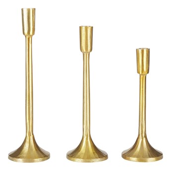 Beliani Zestaw 3 świeczników złoty metalowy glamour handmade do jadalni do sypialni