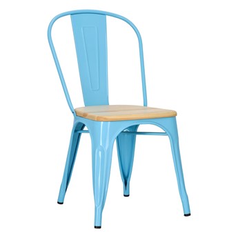 Krzesło Paris Wood sosna naturalna/niebieski metalowe