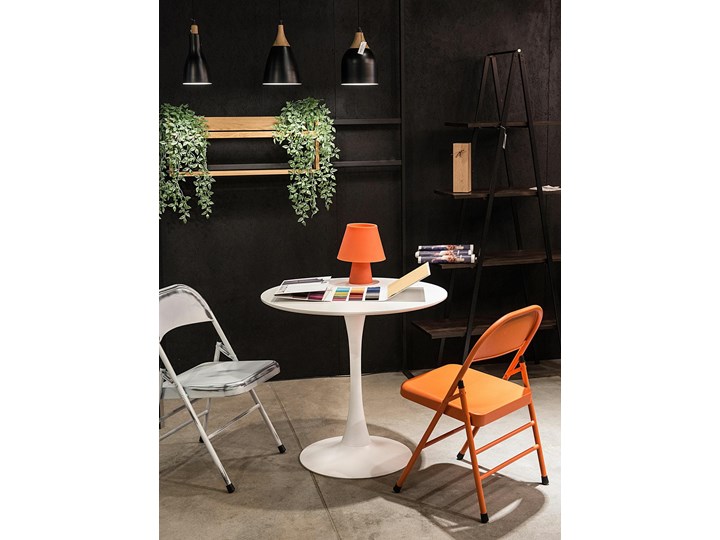 Stół jadalniany Skinny White Metal Wysokość 74 cm Stal Płyta MDF Kształt blatu Okrągły