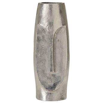 Beliani Wazon dekoracyjny srebrny aluminium metalowy na stół na kwiaty dekoracja styl nowoczesny motyw twarzy