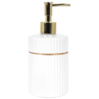 Pojemnik do mydła płynu do naczyń dozownik na mydło płyn ceramiczny biały złoty 400 ml kod: O-569346-B