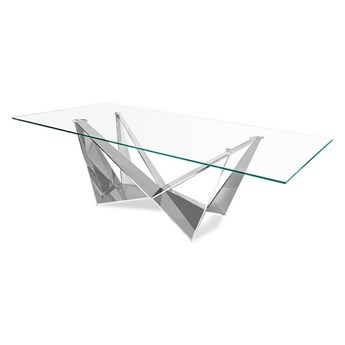 Nowoczesny stół szklany , srebrna podstawa 240 x 120 x 75 Klosen