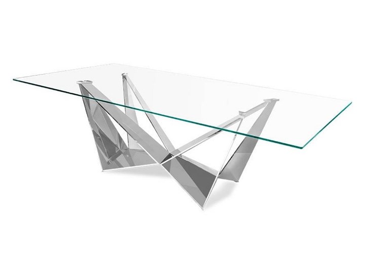 Nowoczesny stół szklany , srebrna podstawa 240 x 120 x 75 Klosen Stal Szkło Kolor Srebrny Wysokość 76 cm Kategoria Stoły kuchenne