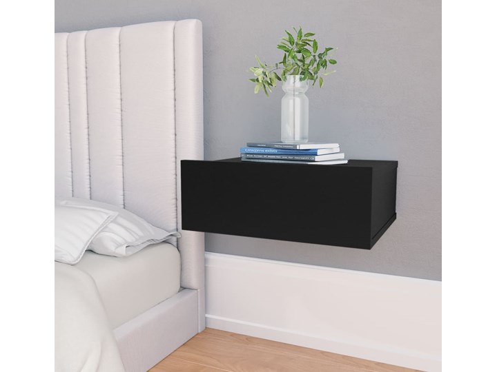 vidaXL Wisząca szafka nocna, czarna, 40 x 30 x 15 cm, płyta wiórowa Uniwersalne Płyta meblowa Płyta MDF Płyta laminowana Nocne Wiszące Typ Nocne