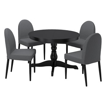 IKEA INGATORP / DANDERYD Stół i 4 krzesła, czarny czarny/Vissle szary, 110/155 cm