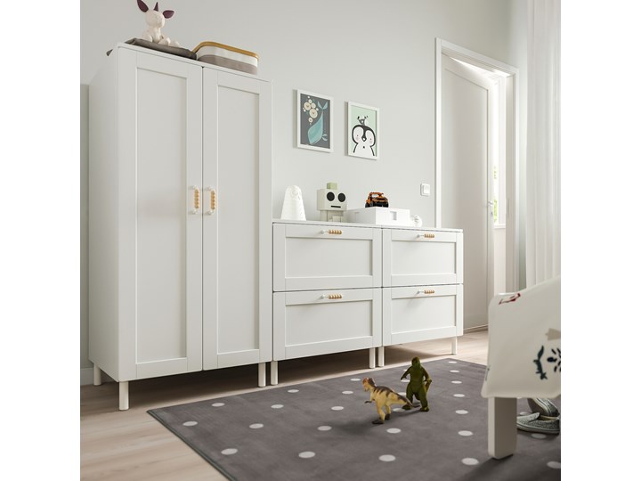 IKEA SMÅSTAD / PLATSA Szafa, Biały biała rama/z 2 komodami, 180x57x133 cm Kategoria Zestawy mebli do sypialni