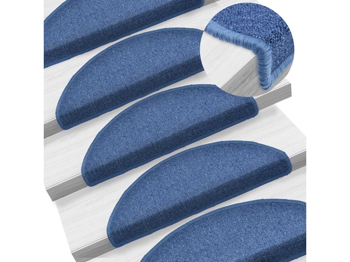 vidaXL Nakładki na schody, 15 szt., 65 x 24 x 4 cm, niebieskie Syntetyk Nakładki schodowe Nieregularny 24x65 cm Kolor Szary