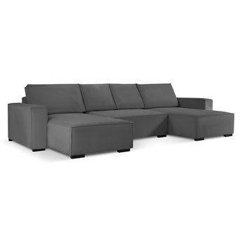 Sofa panoramiczna sztruksowa z funkcją spania EVELINE szary