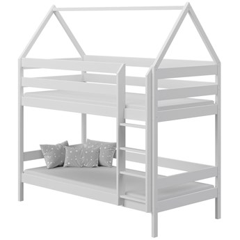 Białe drewniane łóżko piętrowe dziecięce - Zuzu 3X 190x90 cm