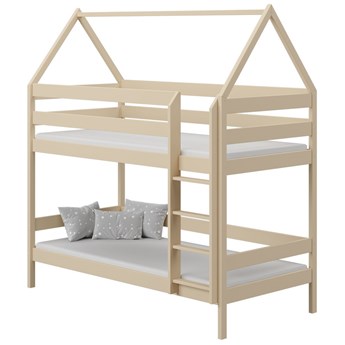 Skandynawskie łóżko piętrowe domek, waniliowy - Zuzu 3X 200x90 cm