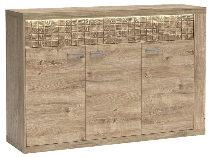 Komoda trzydrzwiowa dąb ribbeck - Inga 10X Wysokość 99 cm Płyta MDF Drewno Styl Rustykalny