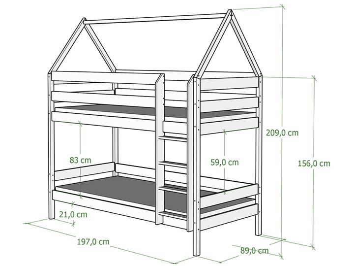 Łóżko domek z szufladami i materacami, sosna - Zuzu 4X 190x80 cm Płyta MDF Płyta meblowa Drewno Łóżko piętrowe Domki Rozmiar materaca 80x190 cm Kategoria Łóżka dla dzieci