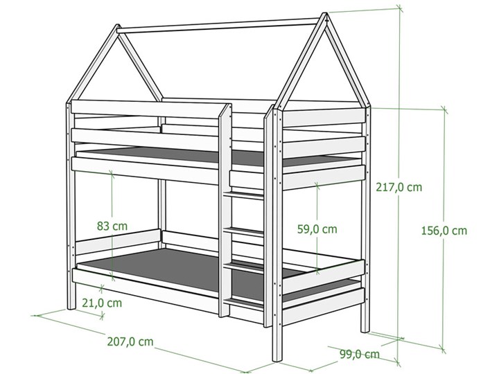 Skandynawskie łóżko w kształcie domku z szufladą, sosna - Zuzu 4X 200x90 cm Łóżko piętrowe Drewno Płyta meblowa Płyta MDF Domki Rozmiar materaca 90x200 cm