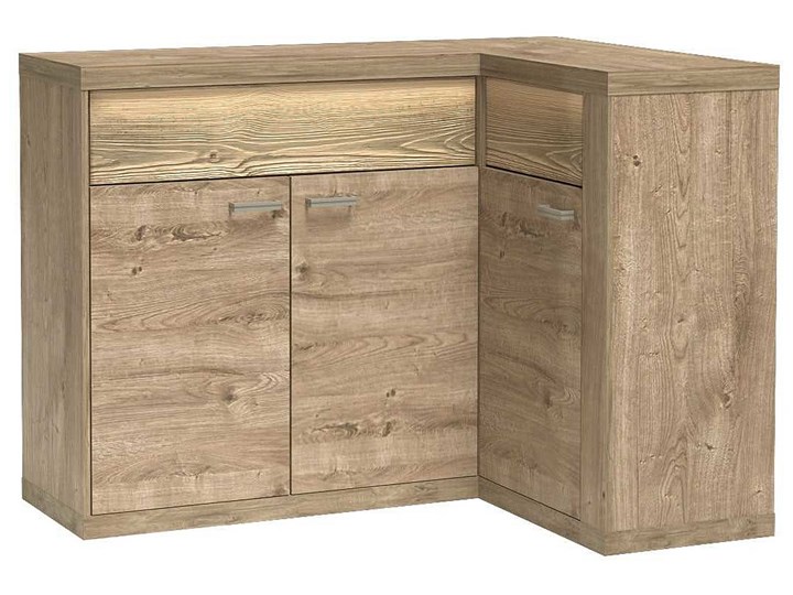 Komoda narożna dąb ribbeck - Inga 16X Pomieszczenie Salon Szerokość 132 cm Płyta MDF Wysokość 99 cm Drewno Styl Nowoczesny