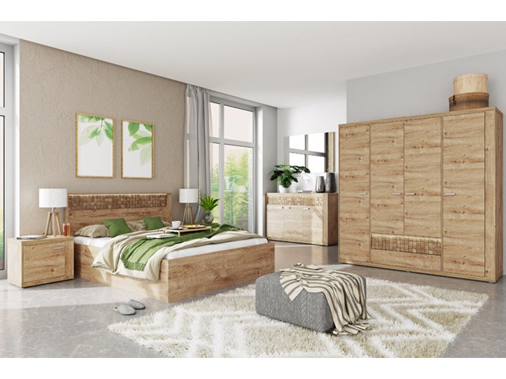 Komoda narożna dąb ribbeck - Inga 16X Szerokość 132 cm Płyta MDF Drewno Wysokość 99 cm Styl Rustykalny