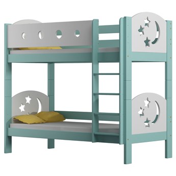 Piętrowe łóżko dla rodzeństwa z materacami, turkusowy - Mimi 3X 160x80 cm
