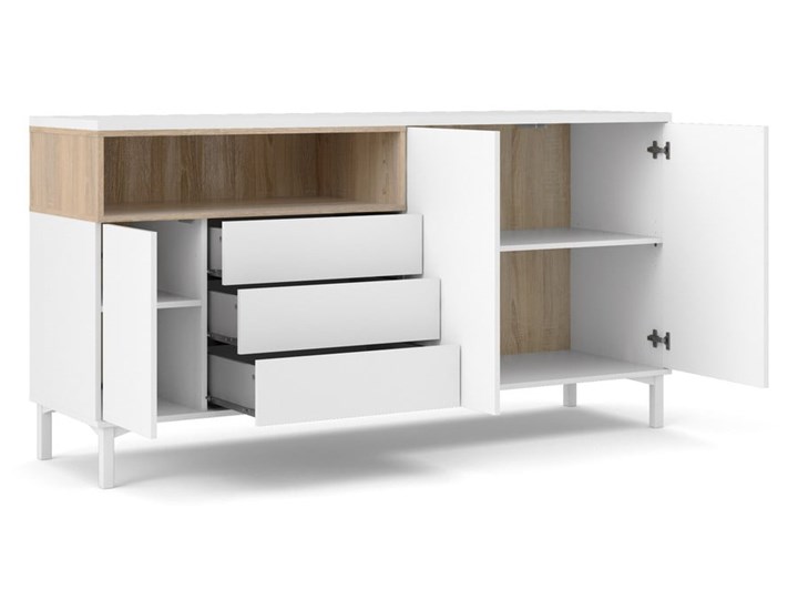 Biała komoda Tvilum Roomers Płyta MDF Z szufladami Kolor Biały Wysokość 90 cm Szerokość 176 cm Głębokość 49 cm Kategoria Komody