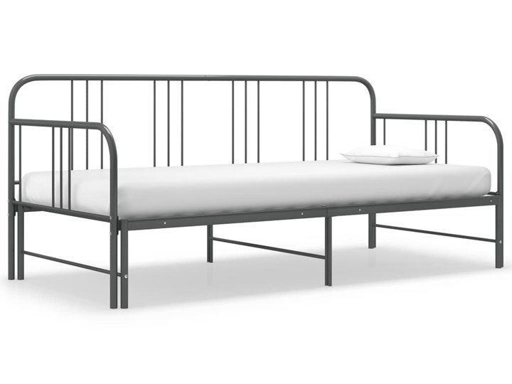 vidaXL Sofa z wysuwaną ramą łóżka, szara, metalowa, 90x200 cm Głębokość 90 cm Stała konstrukcja Wielkość Dwuosobowa