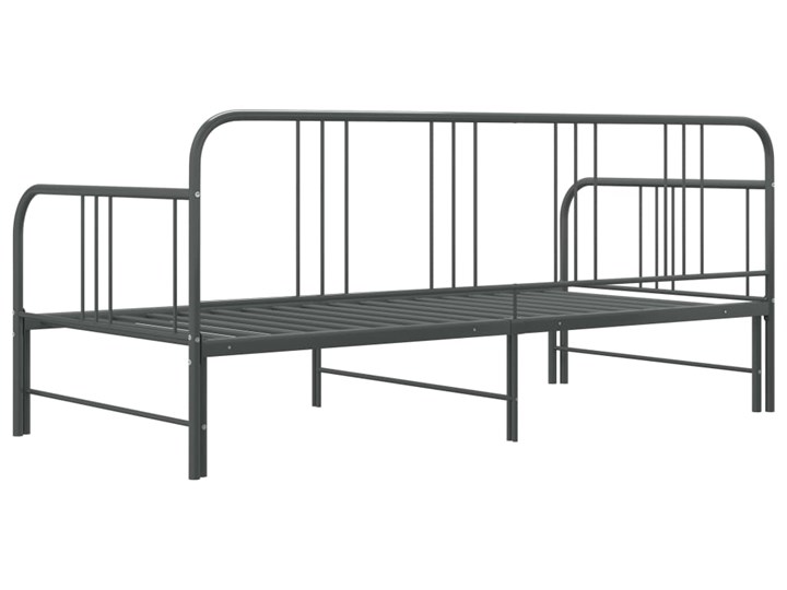 vidaXL Sofa z wysuwaną ramą łóżka, szara, metalowa, 90x200 cm Kategoria Sofy i kanapy Głębokość 90 cm Stała konstrukcja Nóżki Na nóżkach