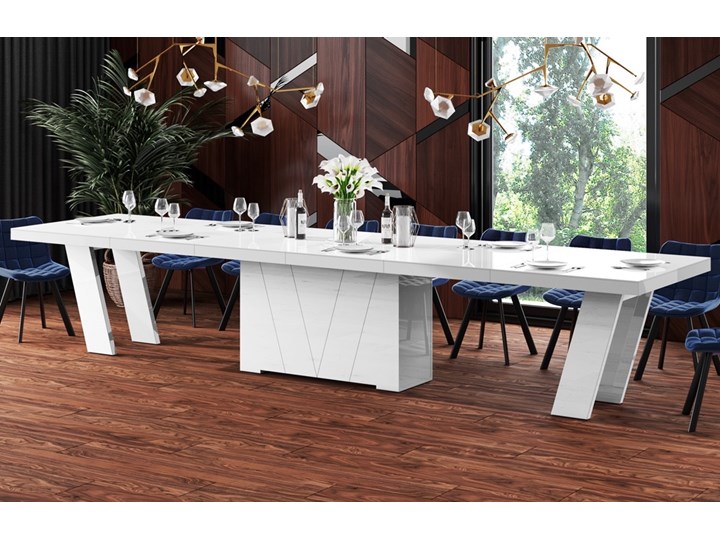 Stół w wysokim połysku Grande 160 rozkładany do 412 cm Styl Nowoczesny Płyta MDF Szkło Kategoria Stoły kuchenne