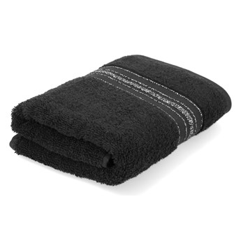 Ręcznik DUKE z paskami lureksowymi czarny 50x90 cm - Homla