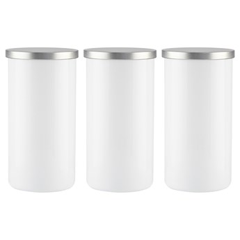 Trend Glass Białe pojemniki do przechowywania ze srebrnymi deklami Nefeli Snow White 3x1210 ml