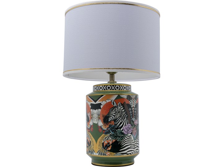 Lampa stołowa Zebra Duo Ø40x63 cm porcelana kolorowa - abażur biały Lampa z abażurem Kolor Wielokolorowy