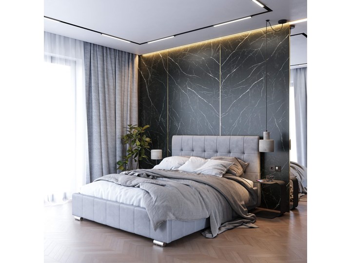 Łóżko tapicerowane 120x200 LB-150 szary welur Łóżko pikowane Tkanina Kategoria Łóżka do sypialni