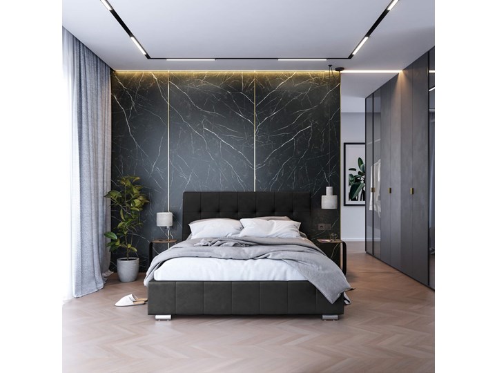 Łóżko tapicerowane 140x200 LB-150 czarny welur Łóżko pikowane Tkanina Kategoria Łóżka do sypialni