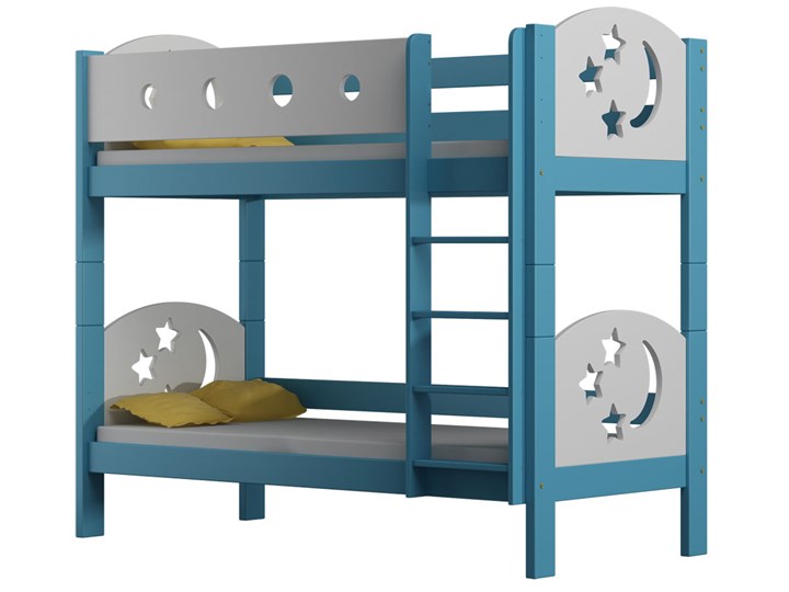 Niebieskie 2-osobowe łóżko z drabinką - Mimi 3X 180x80 cm Drewno Płyta meblowa Łóżko piętrowe Płyta MDF Rozmiar materaca 80x180 cm