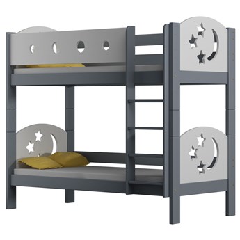 Szare piętrowe łóżko z drabinką dla dzieci - Mimi 3X 180x90 cm