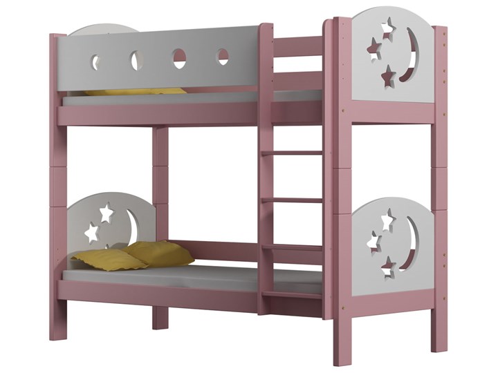Różowe podwójne dziecięce z materacami i drabinką - Mimi 3X 190x80 cm