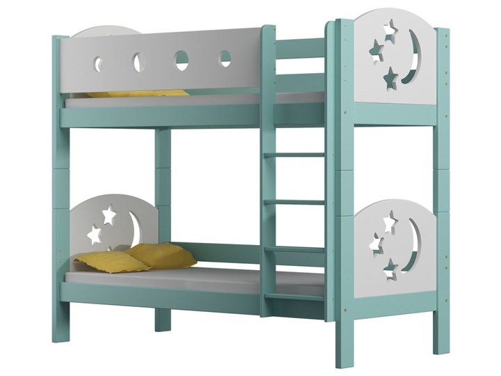 Piętrowe łóżko dla rodzeństwa z materacami, turkusowe - Mimi 3X 190x80 cm