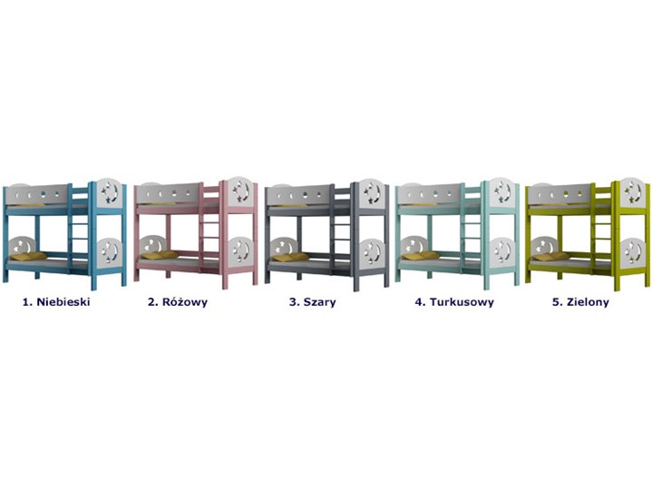 Niebieskie piętrowe łóżko z księżycem w zagłówku - Mimi 3X 200x90 cm Drewno Płyta MDF Łóżko piętrowe Płyta meblowa Rozmiar materaca 90x200 cm