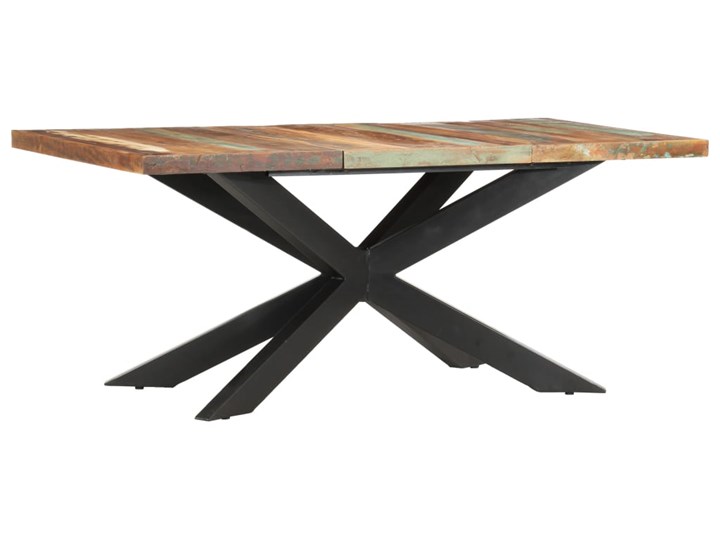 vidaXL Stół do jadalni, 180x90x76 cm, lite drewno z odzysku Płyta laminowana Stal Płyta MDF Styl Skandynawski