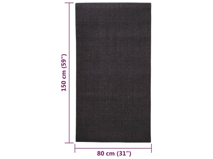 vidaXL Dywanik, naturalny sizal, 80x150 cm, czarny Dywany Chodniki Dywaniki Juta Kategoria Dywany