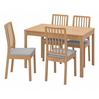 IKEA EKEDALEN / EKEDALEN Stół i 4 krzesła, dąb imit. dębu/Orrsta jasnoszary, 120/180 cm