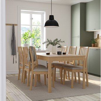IKEA EKEDALEN / EKEDALEN Stół i 6 krzeseł, dąb imit. dębu/Orrsta jasnoszary, 180/240 cm