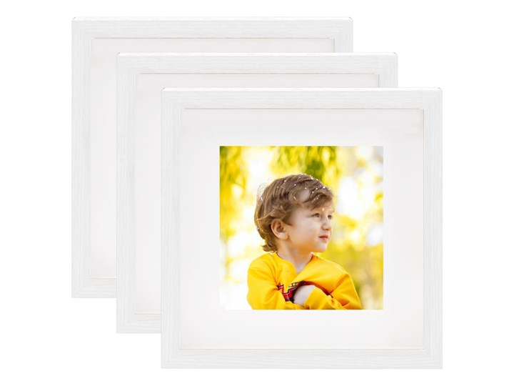 vidaXL Ramki 3D na zdjęcia 20x20 cm, 3 szt., białe, 28x28 cm Drewno Tworzywo sztuczne Stojak na zdjęcia Pomieszczenie Sypialnia