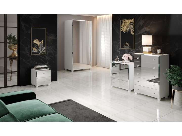 SELSEY Komoda Bellagio z pięcioma szufladami biała z lustrzanym frontem Lustro Kategoria Komody Z szufladami Kolor Srebrny
