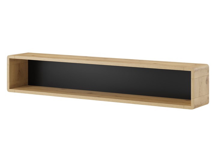 SELSEY Półka ścienna Purnia 150 cm dąb Taurus/czarna Stal Metal Płyta meblowa Drewno Płyta MDF Pomieszczenie półki do salonu Pomieszczenie do sypialni