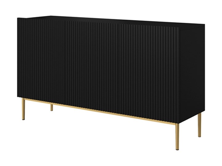BOGART. Komoda Nicole 150 cm czarny mat / złote nóżki Płyta MDF Z witrynami Głębokość 45 cm Wysokość 85 cm Pomieszczenie Sypialnia Styl Nowoczesny
