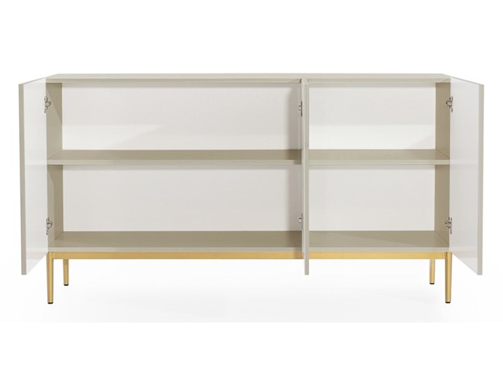 BOGART. Komoda Nicole 150 cm kaszmir / złote nóżki Płyta MDF Wysokość 85 cm Z witrynami Głębokość 45 cm Kolor Złoty